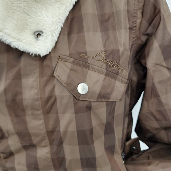 BURTON Dutchess Insulated Brown Tone On Tone Plaid Snowboard Jacket M - Picture 3 of 16